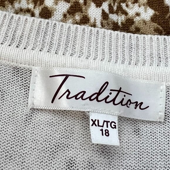 🌾TRADITION Sz XL Animal print Cardigan Sweater Button Down* 100% Cotton … - Picture 3 of 8